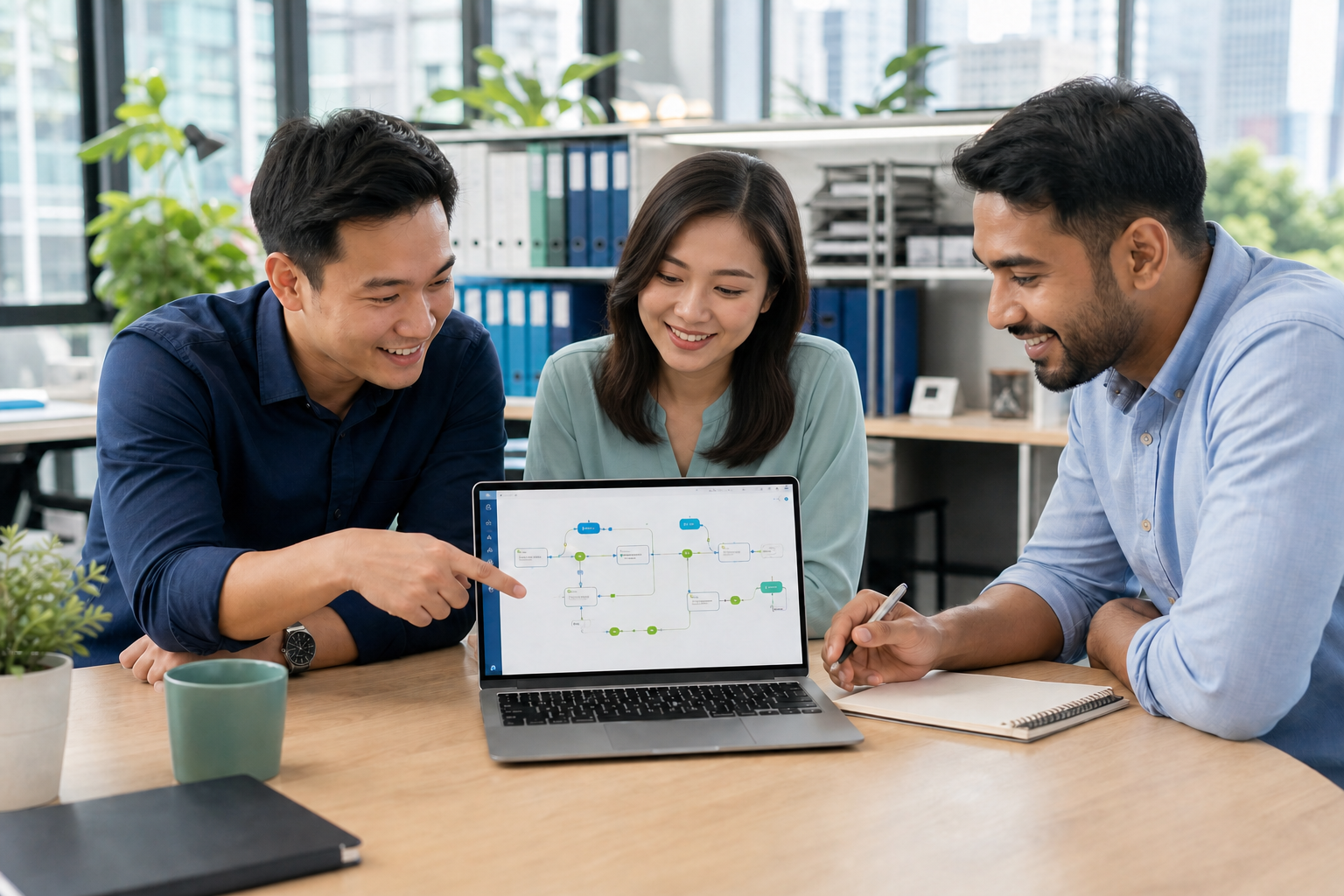 Singapore SME team designing an automated business workflow